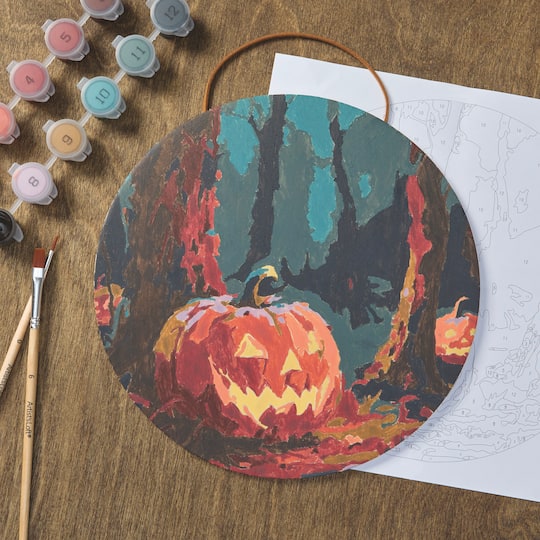8" Jack-o'-Lantern Paint-by-Number Plywood Surface Kit by Artist's Loft®